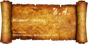 Wimmer Abony névjegykártya